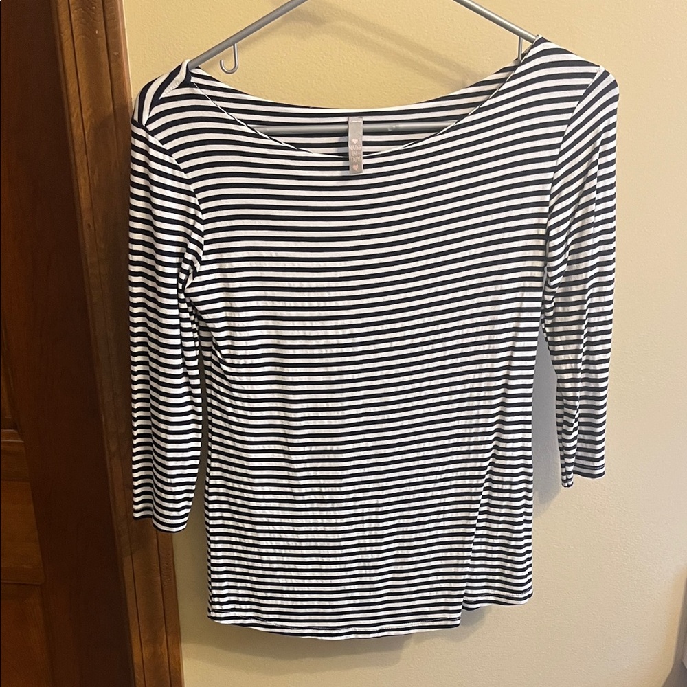 Navy Blue and White Striped Women's Top
